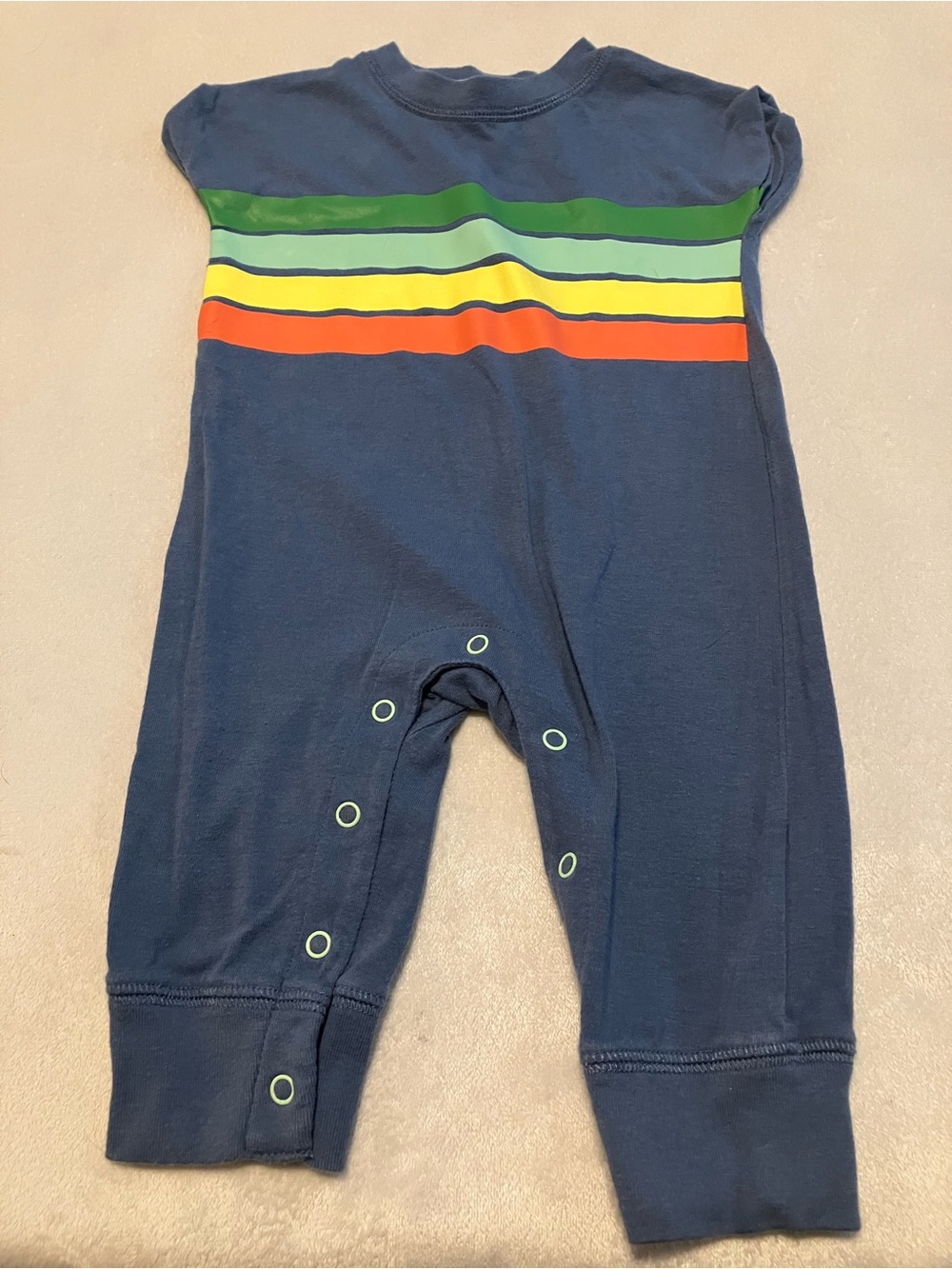 Navy Rainbow Stripe Baby One-Piece Romper